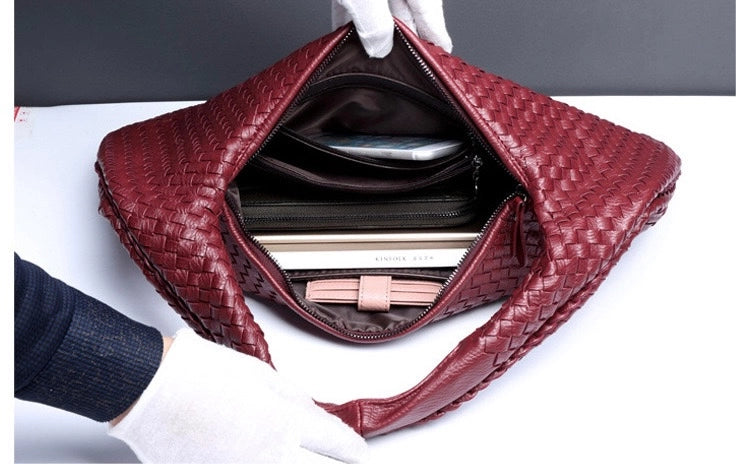 Vegane gewebte Schultertasche, Größe L