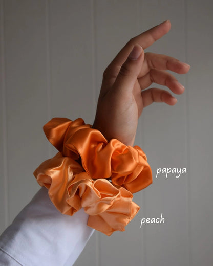 Light Orange (peach) Pure Silk Scrunchie, SYLKI LONDON