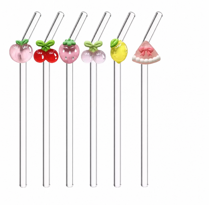 Sugrör i glas med frukter – 6-pack | Fruit Glass Straws