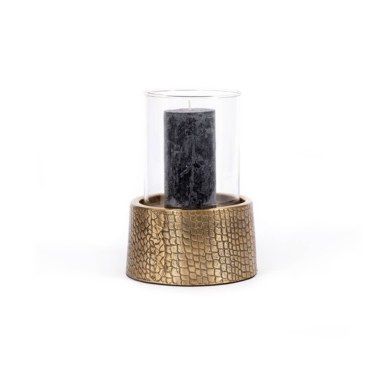 Bougeoir Croco en laiton avec verre (grand) | Bazar Bizar Living