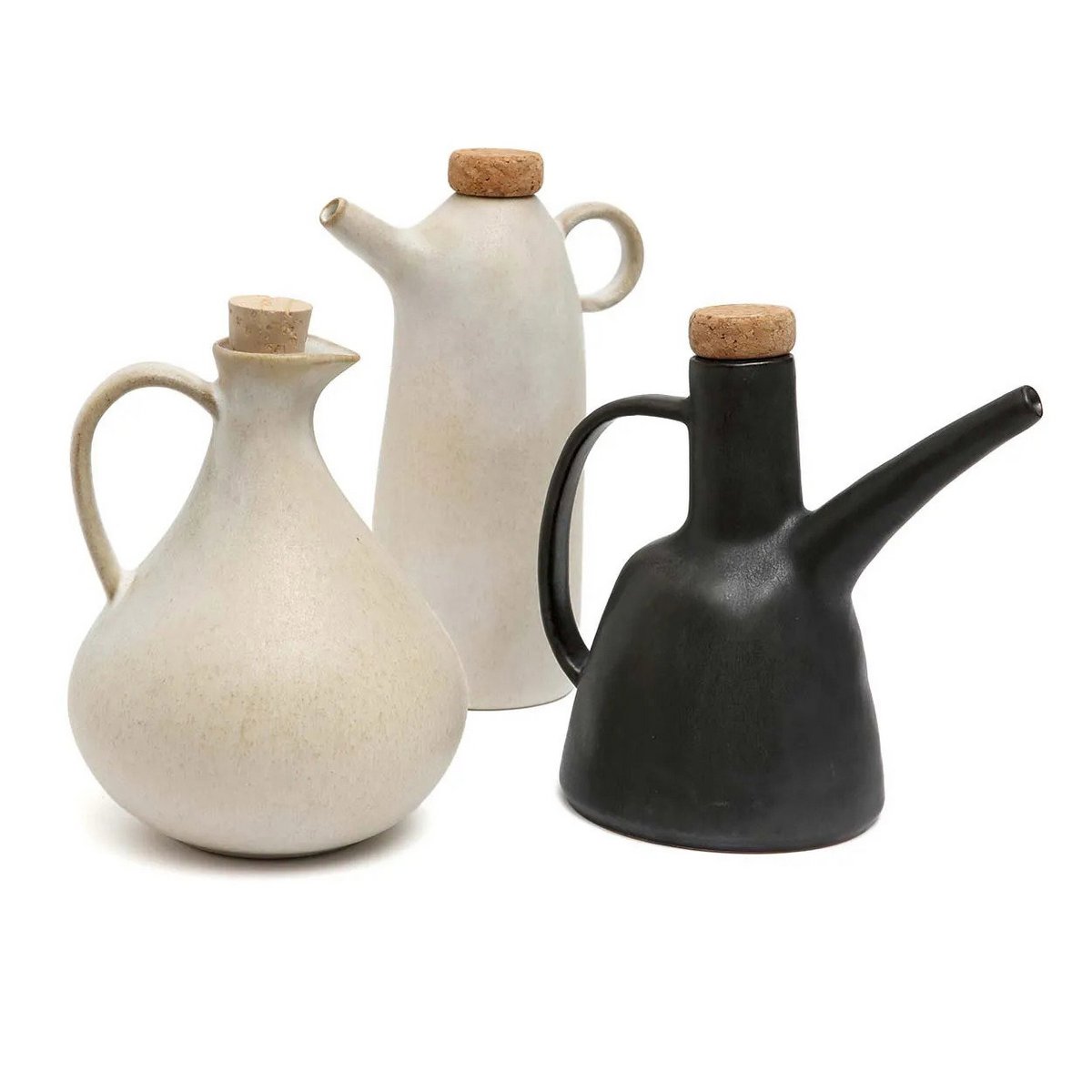 Handgjord olivoljeflaska i svart stengods – Bazar Bizar N°79