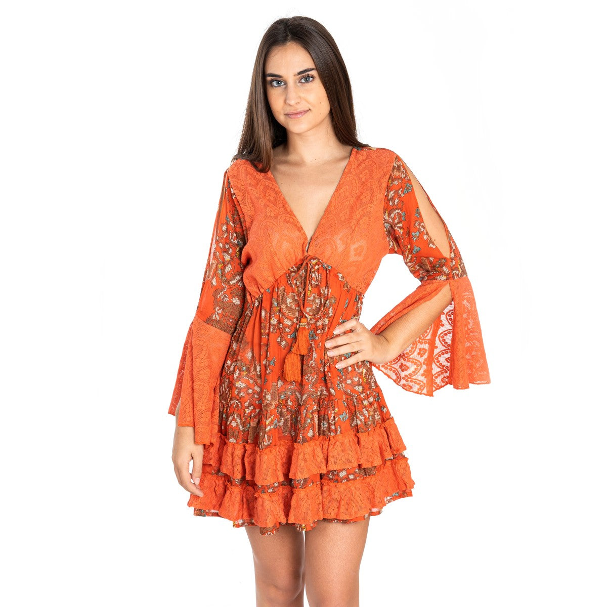 Mini dress in Cotton and Lace, Isla Bonita by Sigris 