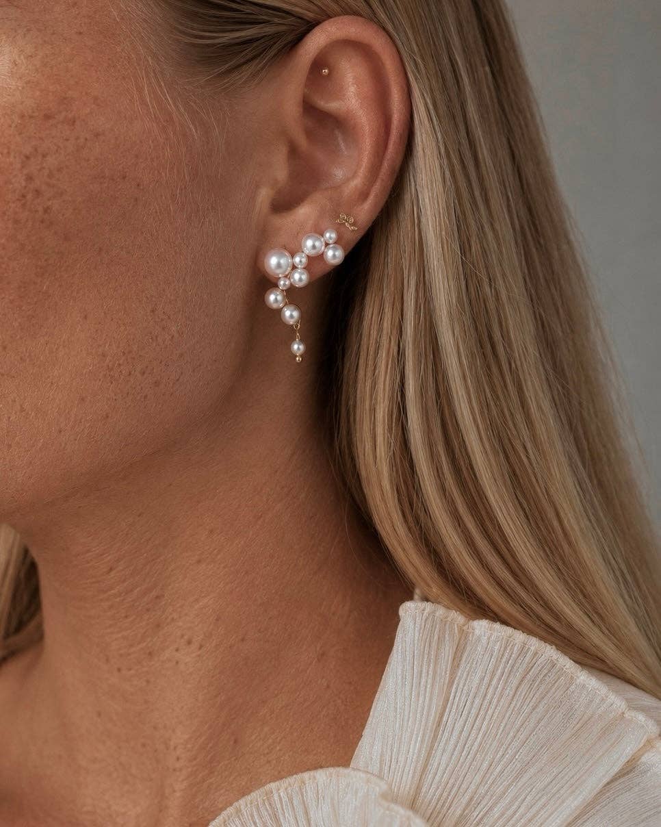 Esen Earrings – 18K Gold Plated Sterling Silver &amp; Mother of Pearl