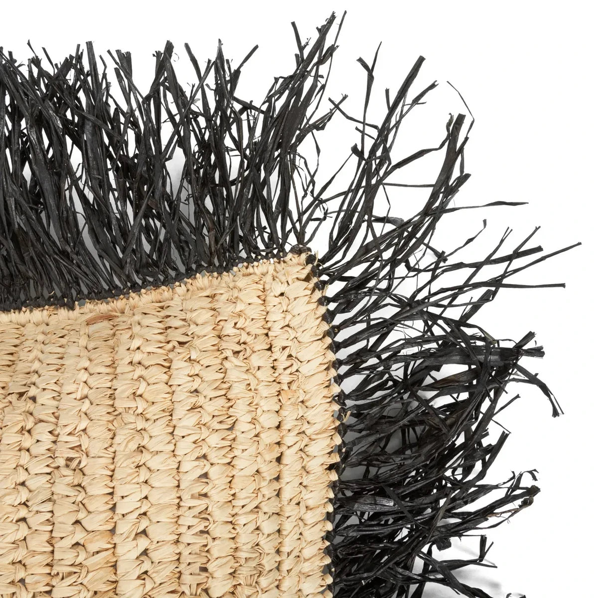 Der Raffia-Kissenbezug – Natur Schwarz 40x40