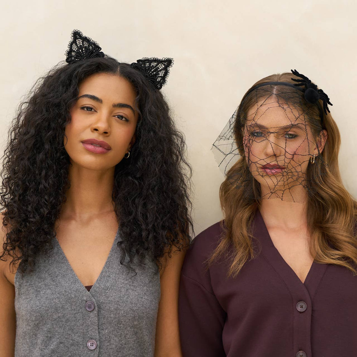 Kitsch Spiderweb Veil Headband – Black