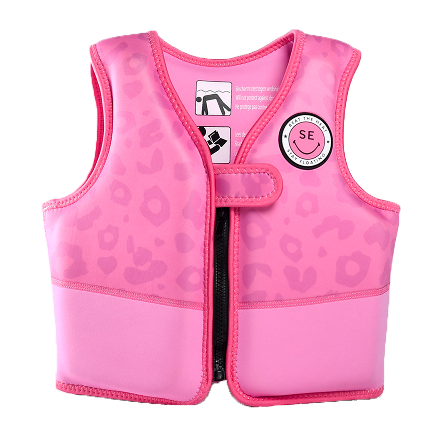 Swim Essentials Life Jacket, Pink Leopard Print (18-30 kg)