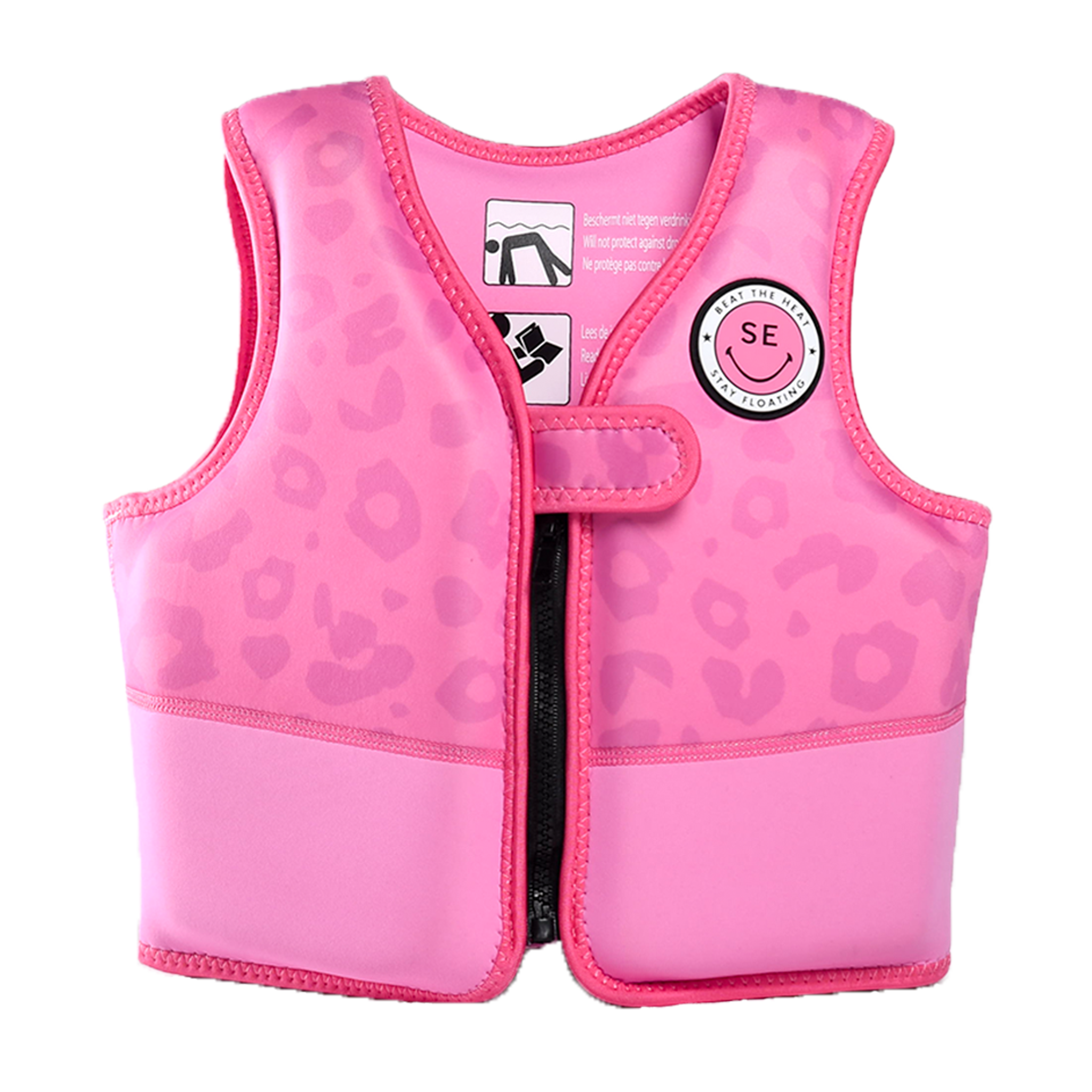 Swim Essentials Life Jacket, Pink Leopard Print (18-30 kg)