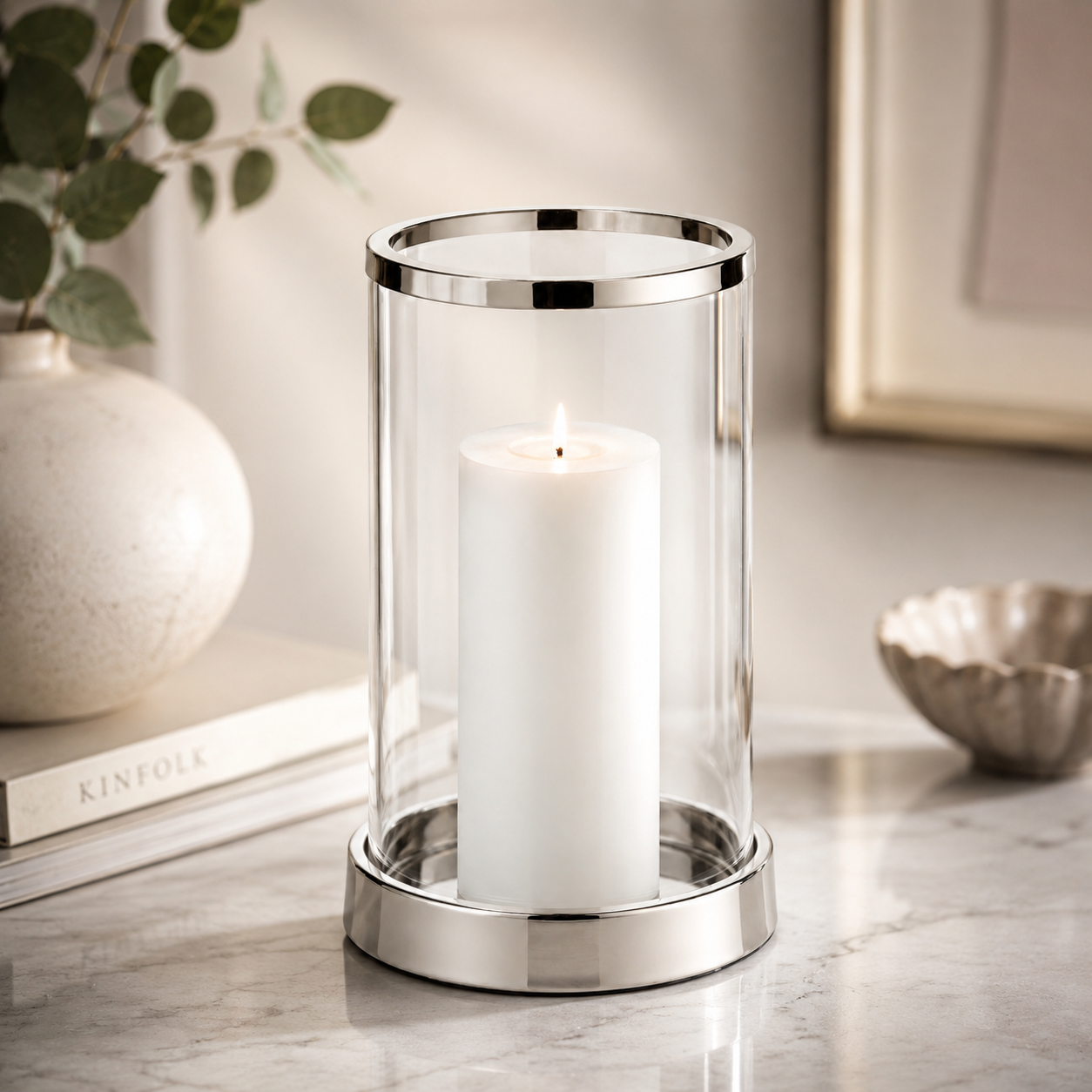 Photophore plaqué argent Sanremo 26 cm | EDZARD