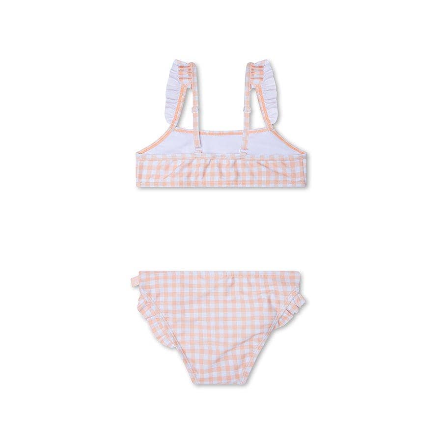 Schachbrettmuster UV-Bikini in Aprikose/Orange, Swim Essentials