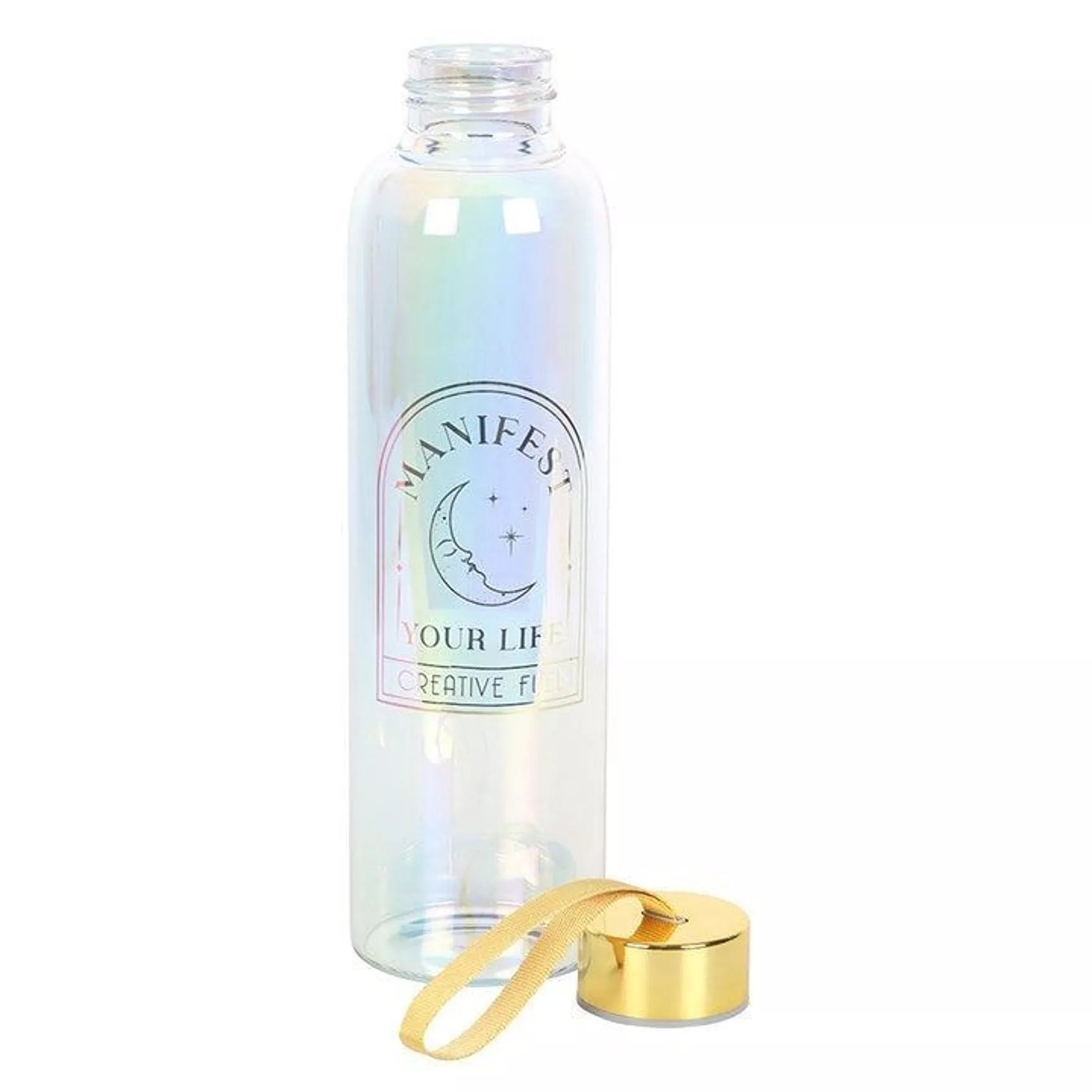 Schillernde „Manifestiere dein Leben“-Flasche – Wasserflasche mit Golddetails (500 ml)
