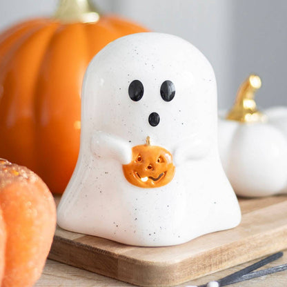 Spökformad värmeljushållare med pumpa – Halloween