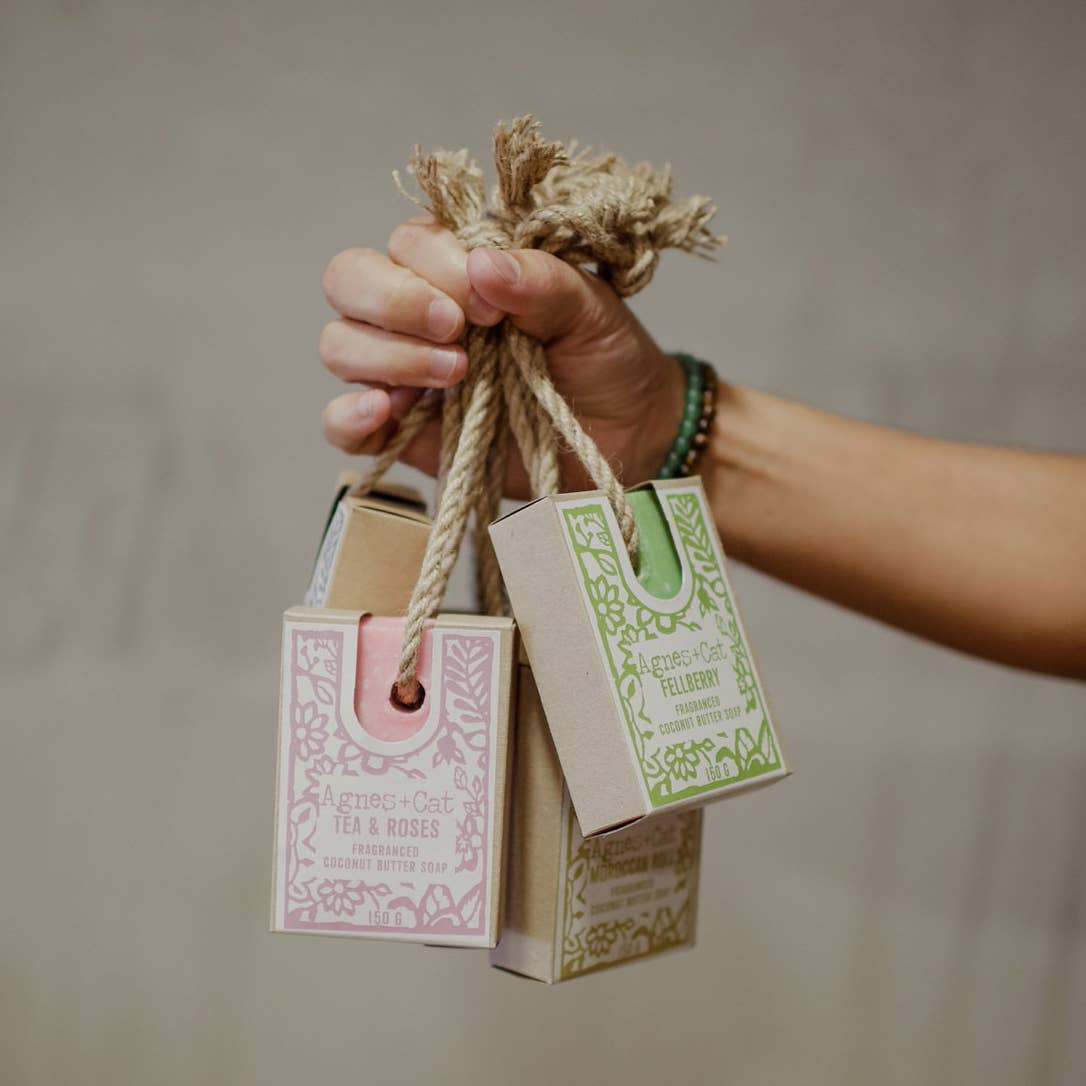 150g Soap on a rope - Tea and roses