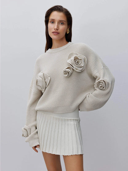 Oversized Decorated Sweater Rose