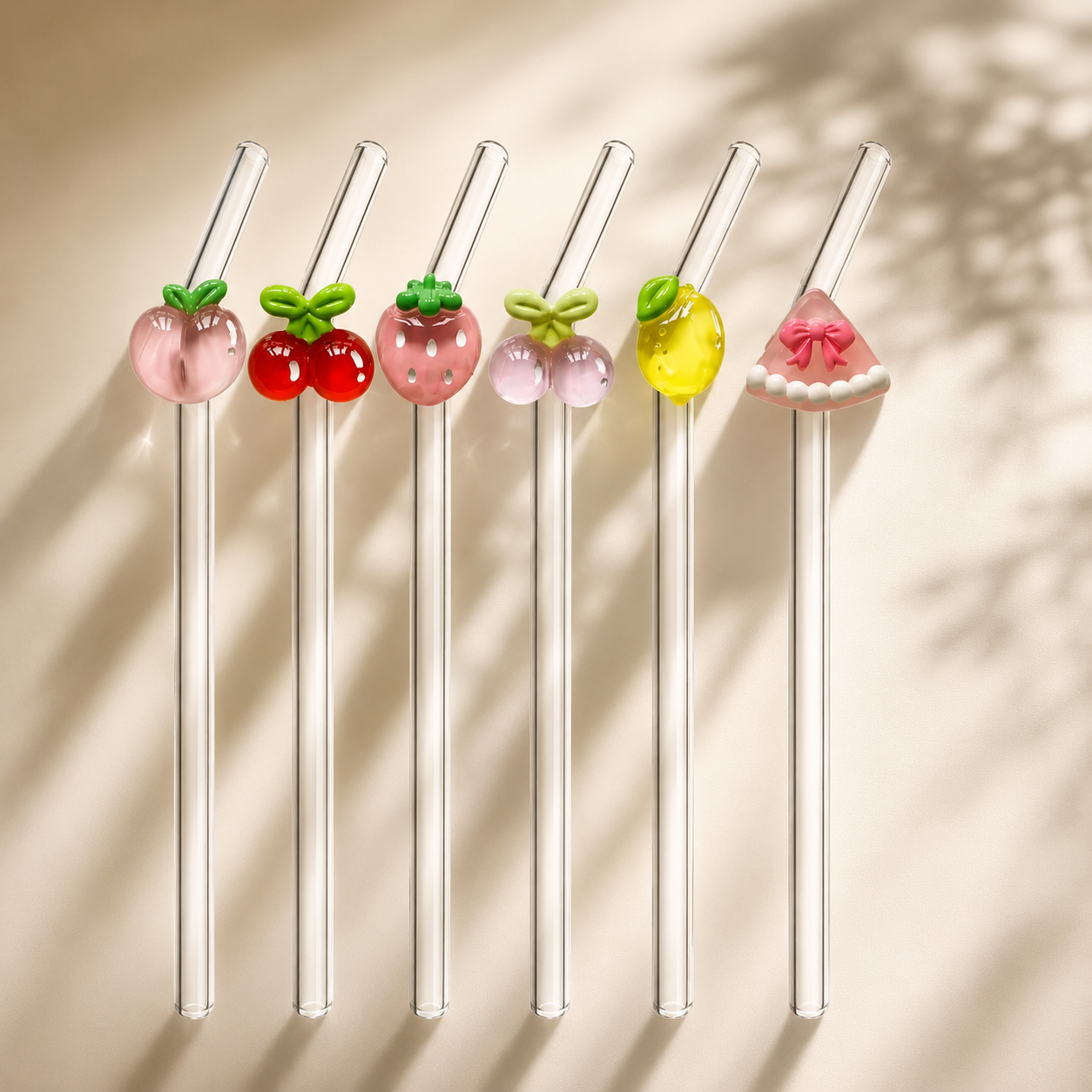 Sugrör i glas med frukter – 6-pack | Fruit Glass Straws