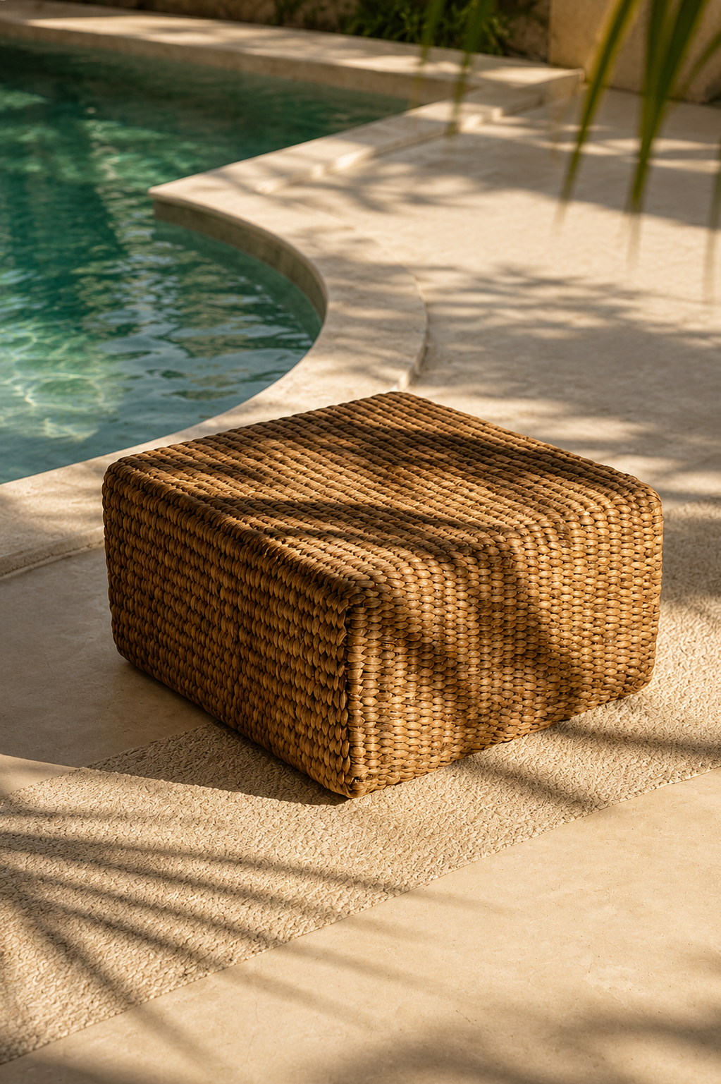 Sittpuff i Vattenhyacint – Fyrkantig Naturpuff 60x60 cm