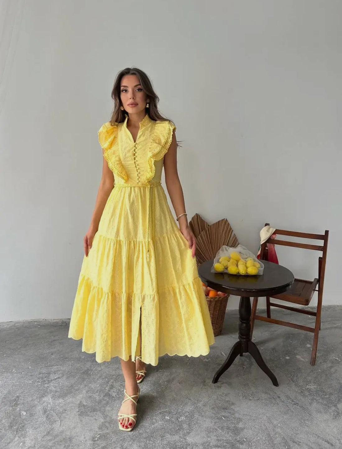 Yellow Guipure Lace Dress – Limited Edition