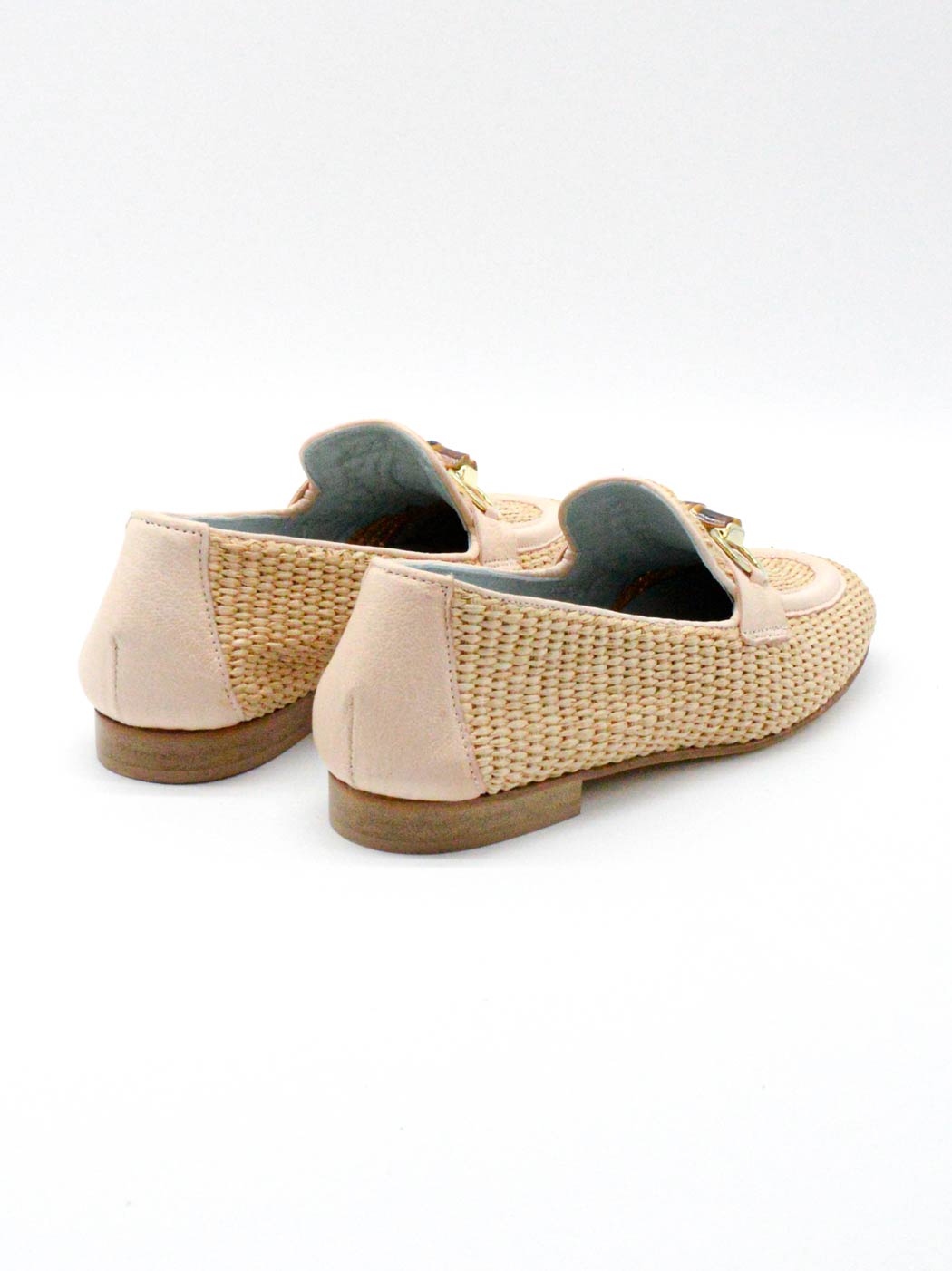 Loafers in Raffia with buckle in Bamboo and Gold, Poesie Veneziane 