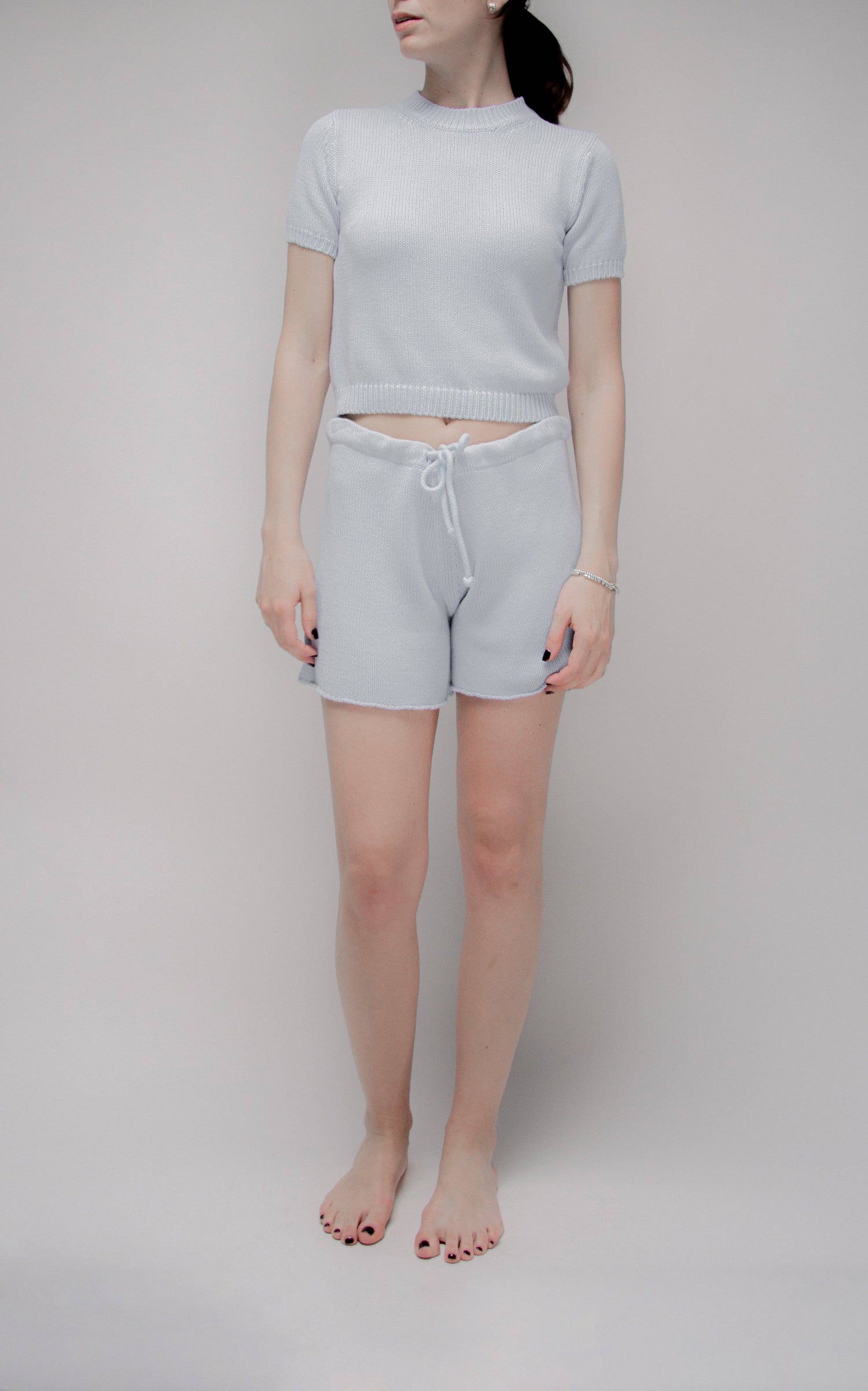 Finstickade bomullsshorts med dragsko | Lèmme