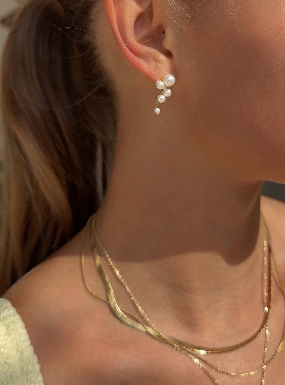 Esen Earrings – 18K Gold Plated Sterling Silver &amp; Mother of Pearl