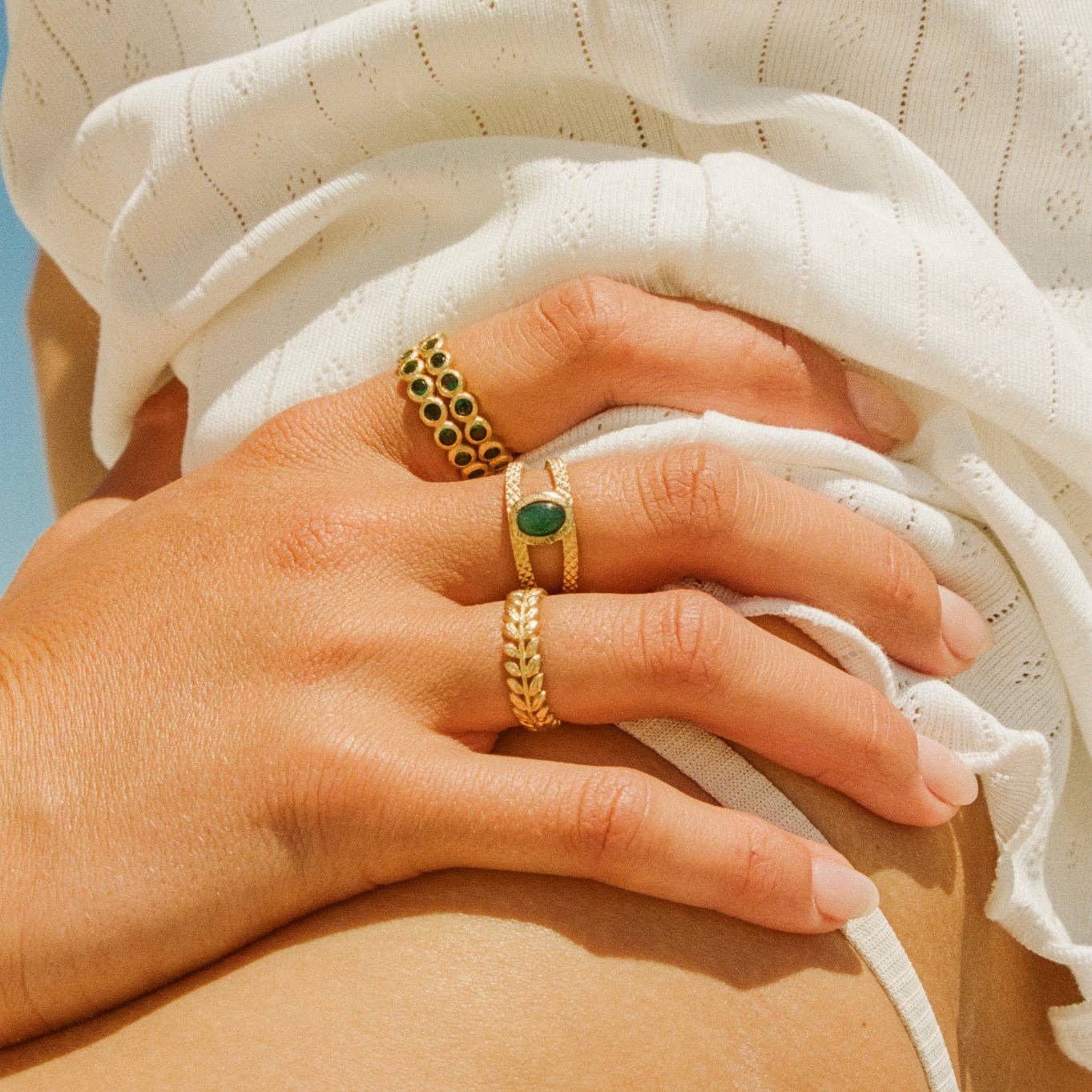 Amélia Green Ring | Vergoldet mit Satin-Finish