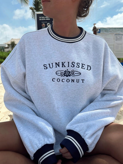 Preppy Crew Sweatshirt Pearl Grey, Sunkissed Coconut