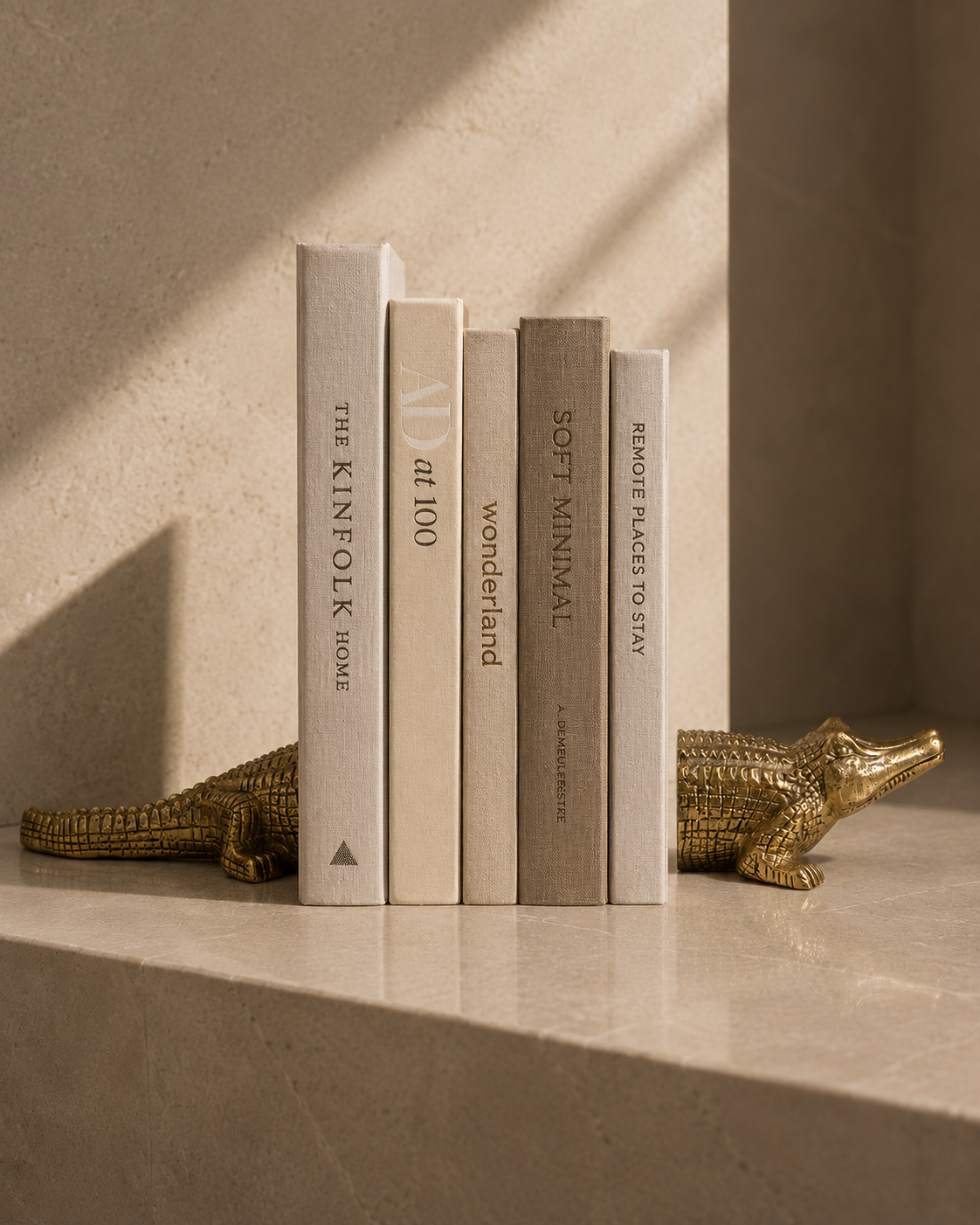 The Crocodile Book Stands - Brass