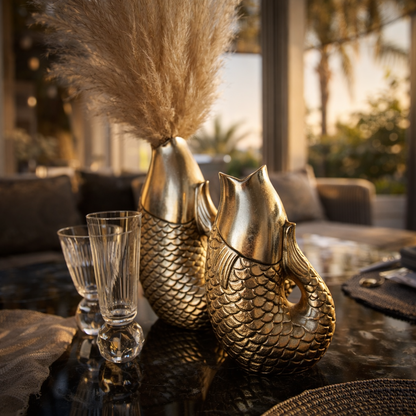 Golden Fish Vase – Sculptural Decor (L)