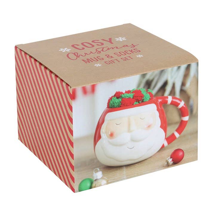 Weihnachtsmann-Kaffeebecher- und Strumpf-Set