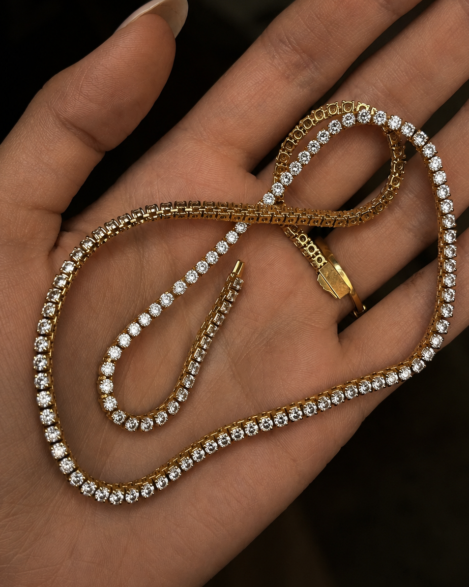 Oraya Tennis Necklace 2.5 mm – Gold Plated