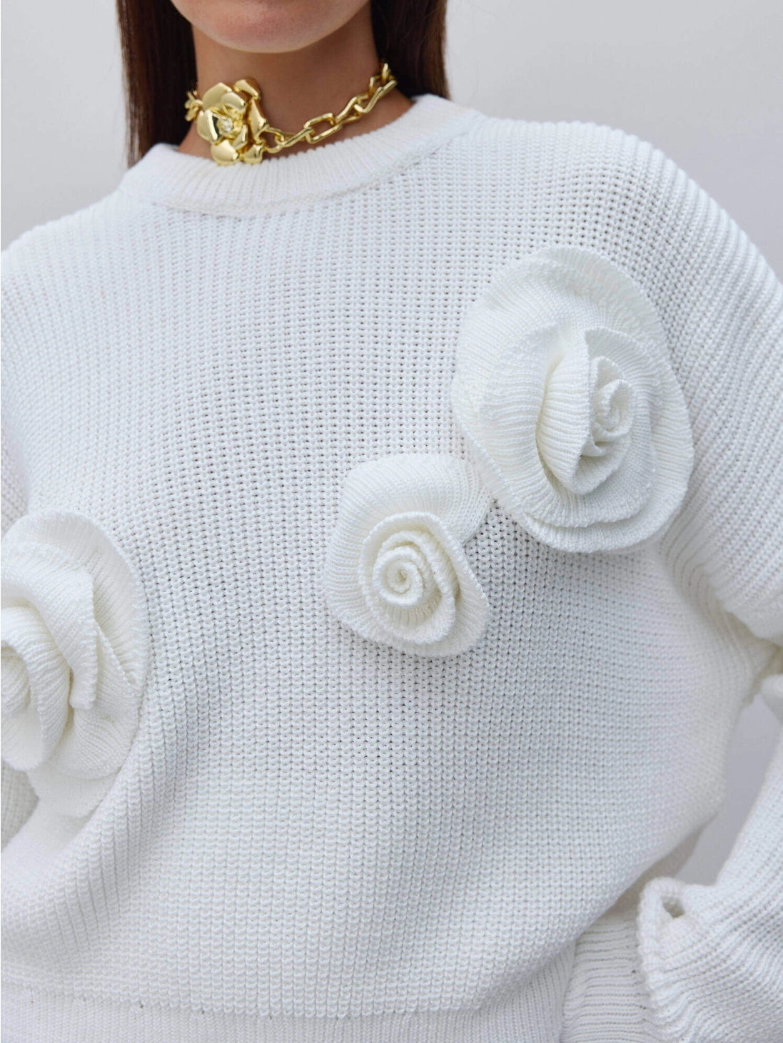 Übergroßer, verzierter Pullover Rose