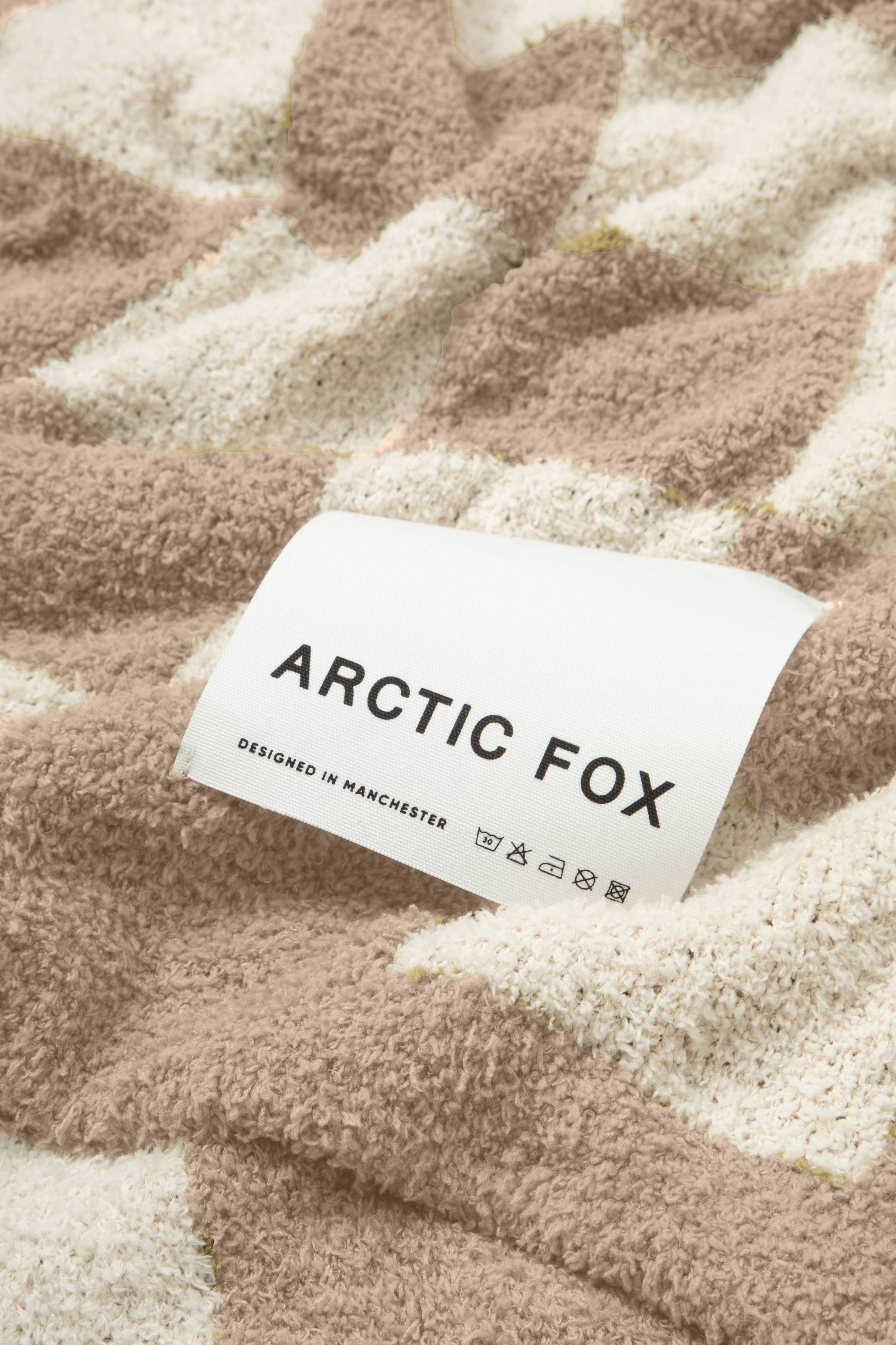 Teddy-filt i beige rutmönster | Arctic Fox &amp; Co.