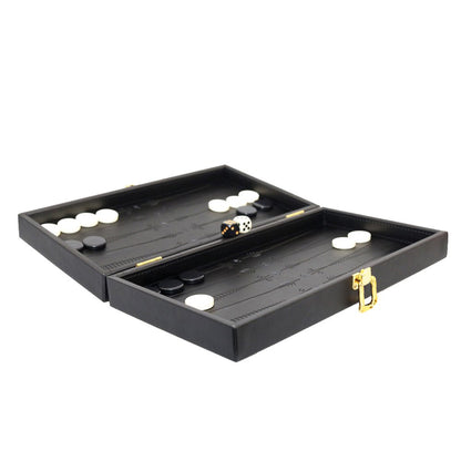 Lyxigt Backgammon &amp; Schack-set – Veganskt läderetui