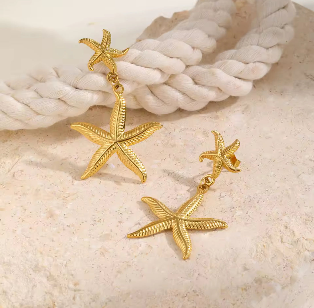 Sjöstjärnor | Guldfärgade örhängen