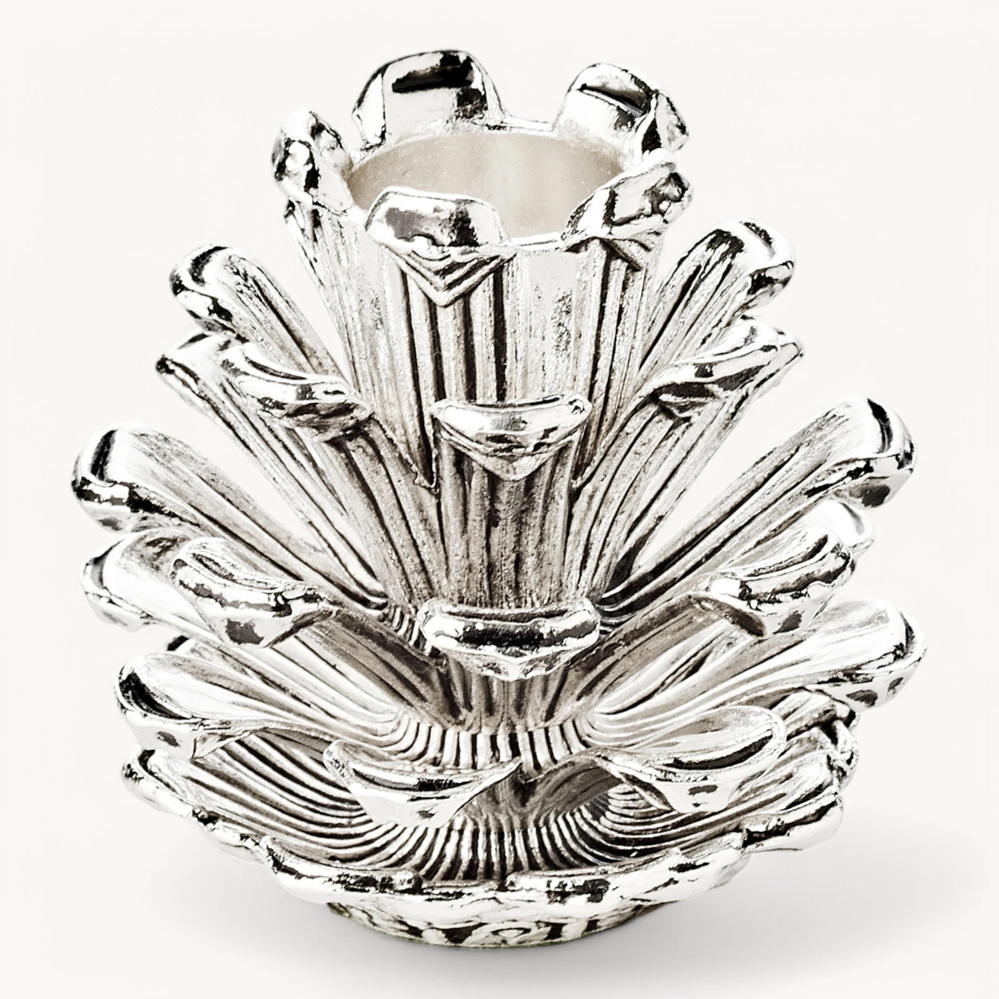 Kerzenleuchter „Pinecone“ – 9 cm / 6 cm (Silberfinish) – EDZARD