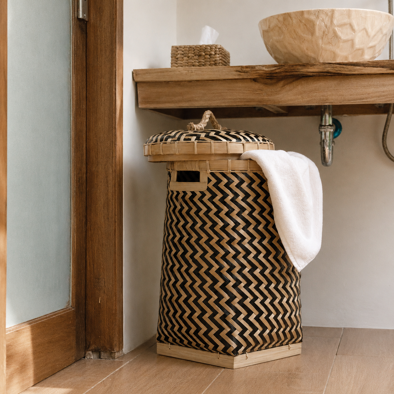 Panier à linge en bambou avec couvercle | NABIRE