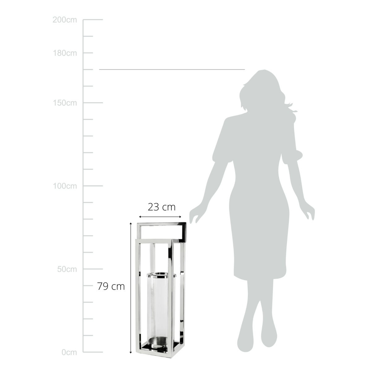 EDZARD | Manhattan Lantern, Stainless Steel 79 cm