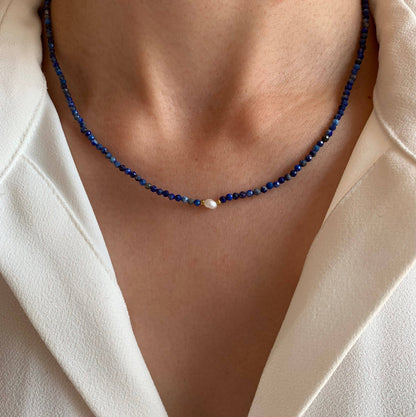 Halsband | Lapis Lazuli och Pärlor