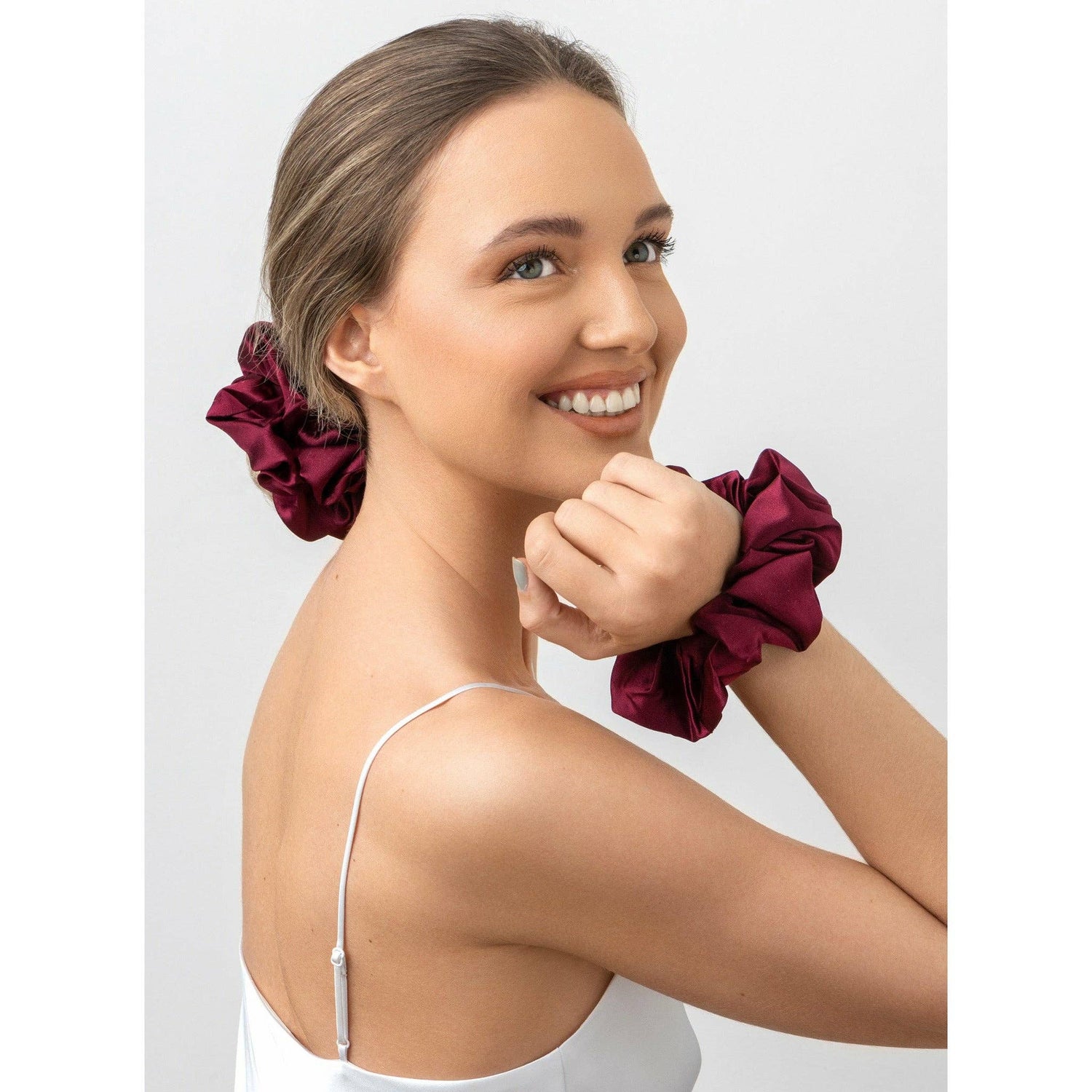 Maroon Pure Silk Scrunchie