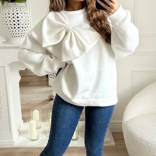 Sweatshirt med stor Rosett, MAXMILA PARIS