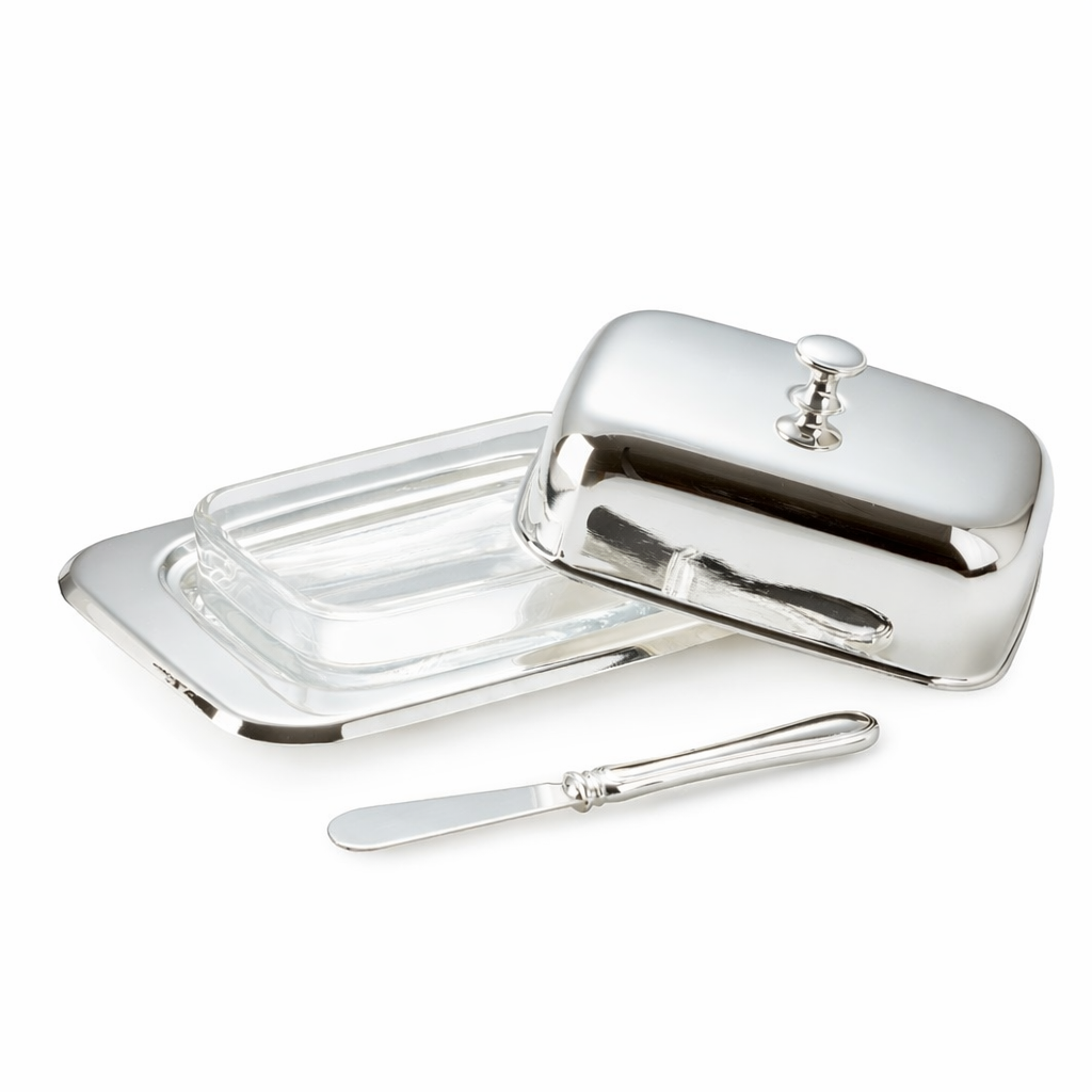 Mista | Silverpläterat smörkupa med smörkniv – 18x13 cm EDZARD
