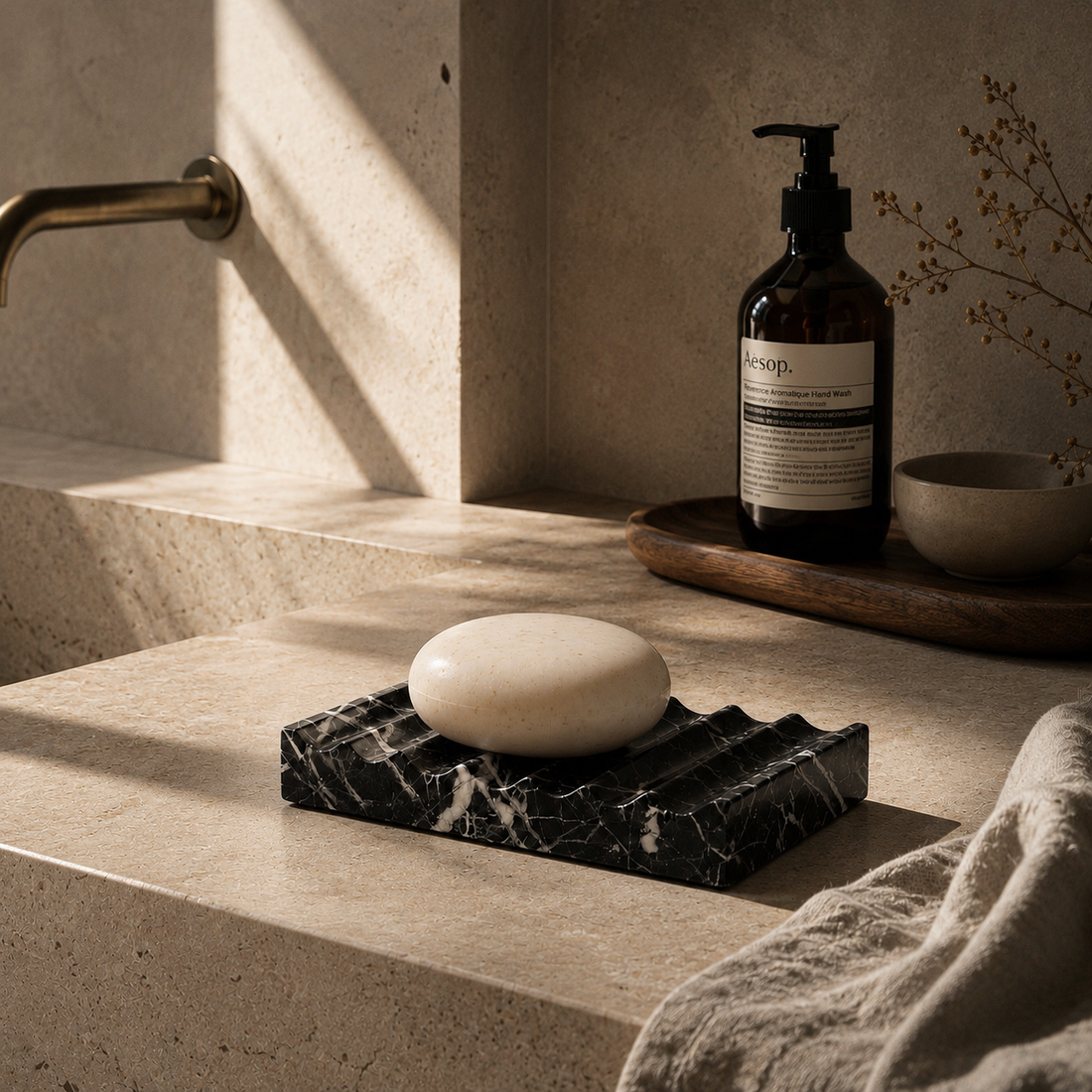 Sabao Soap Dish | Nero Marquina Marble
