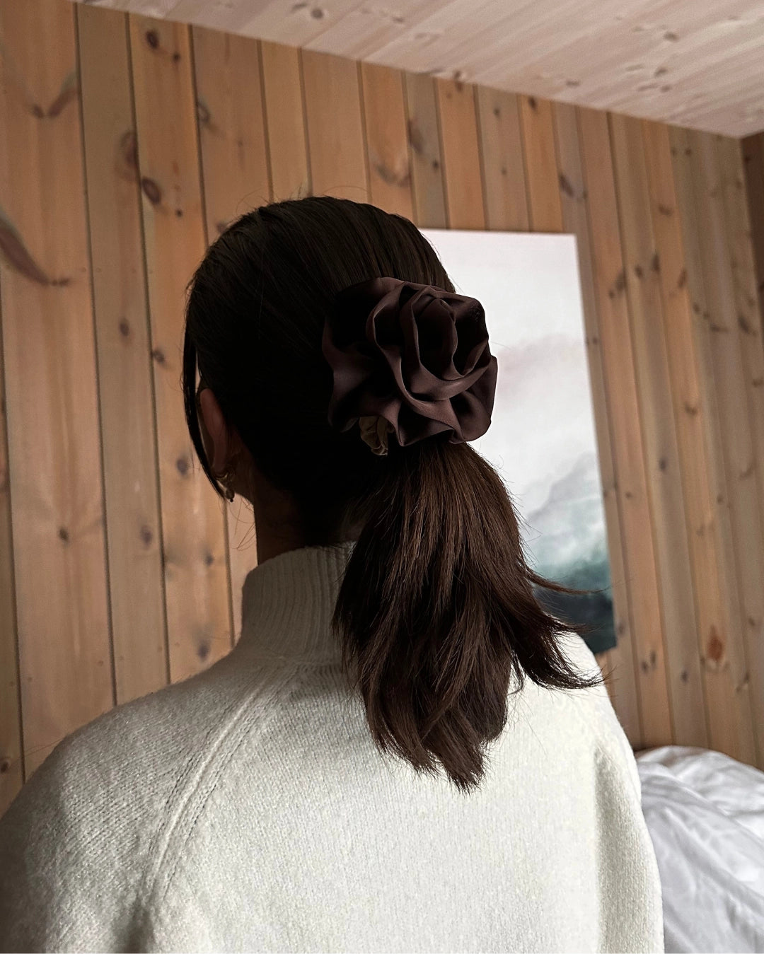 Chouchou fleur marron
