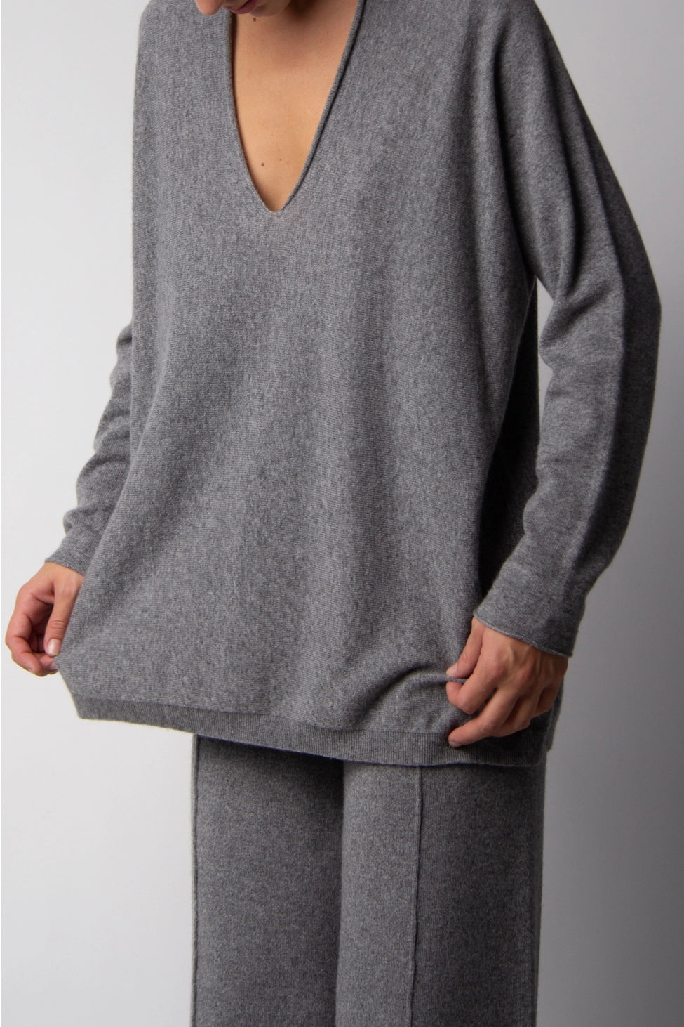 Kaschmir-Mischgewebe V-Ausschnitt Pullover, LÈMME