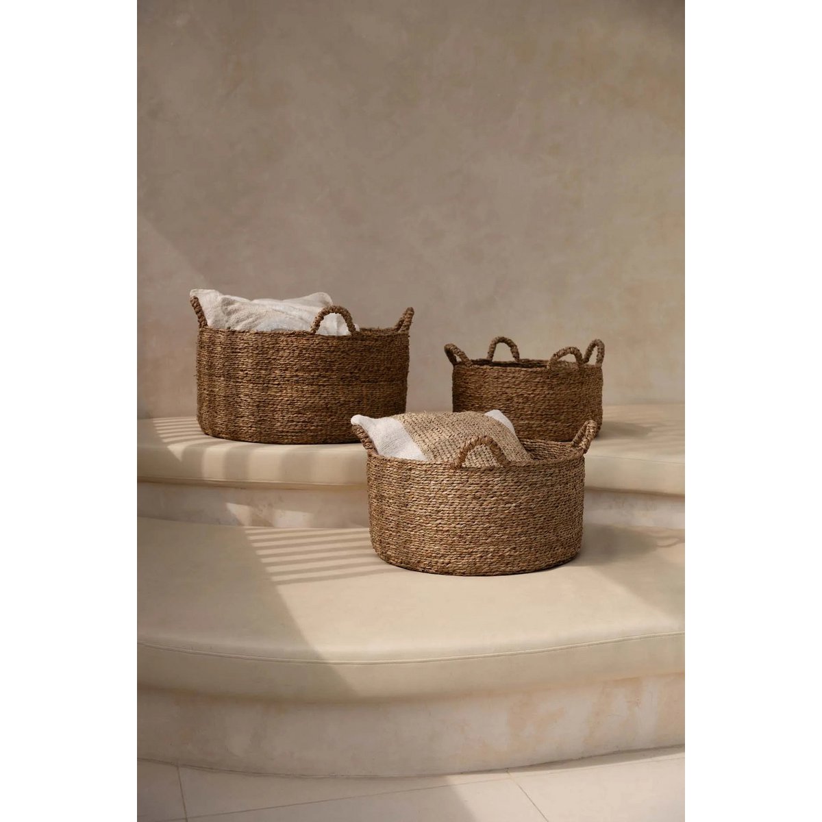 Panier de rangement en jonc de mer Quatres Mains – Naturel (S)