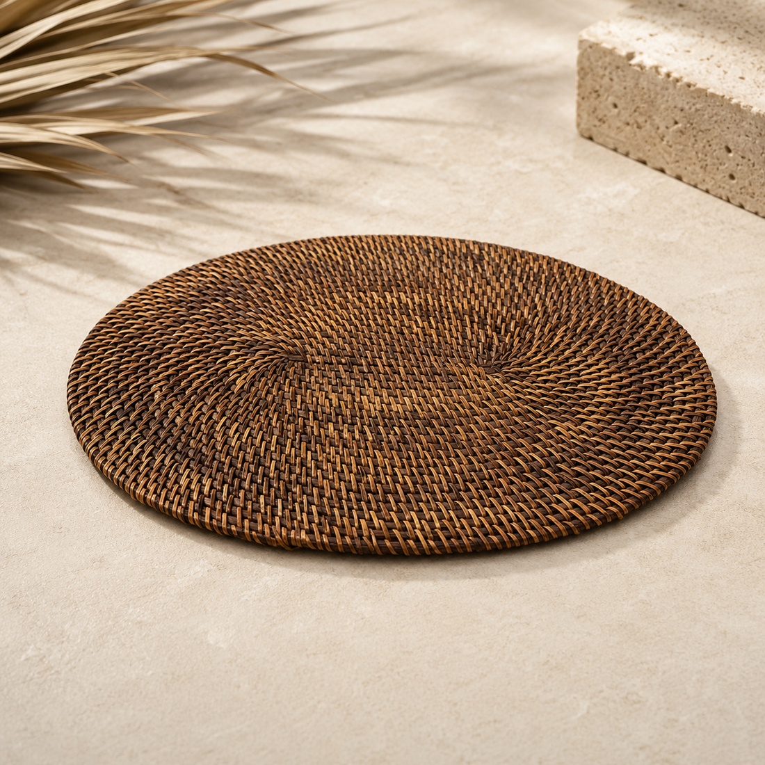 Napperon Colonial ovale en rotin – Marron naturel