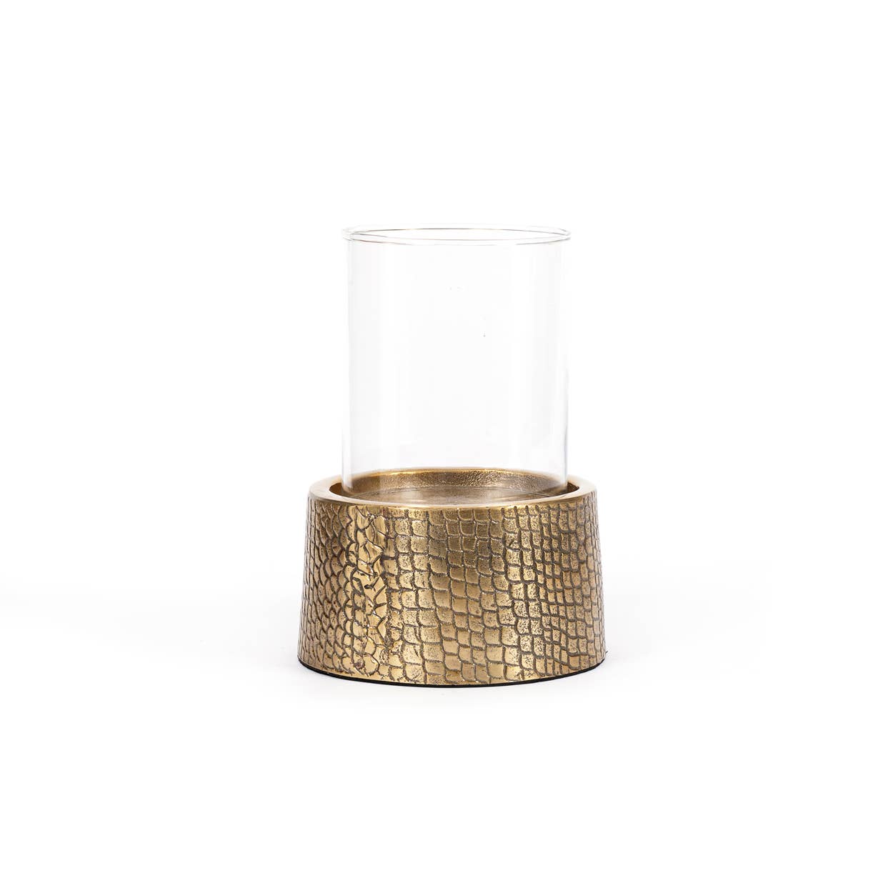 Bougeoir Croco en laiton avec verre (grand) | Bazar Bizar Living