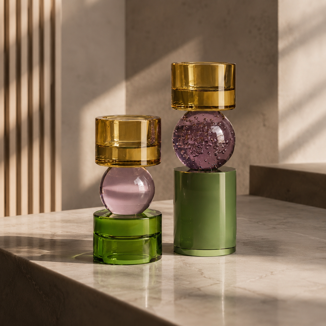 Solar Jewel Ljusstake i Glas – Low | Bazar Bizar