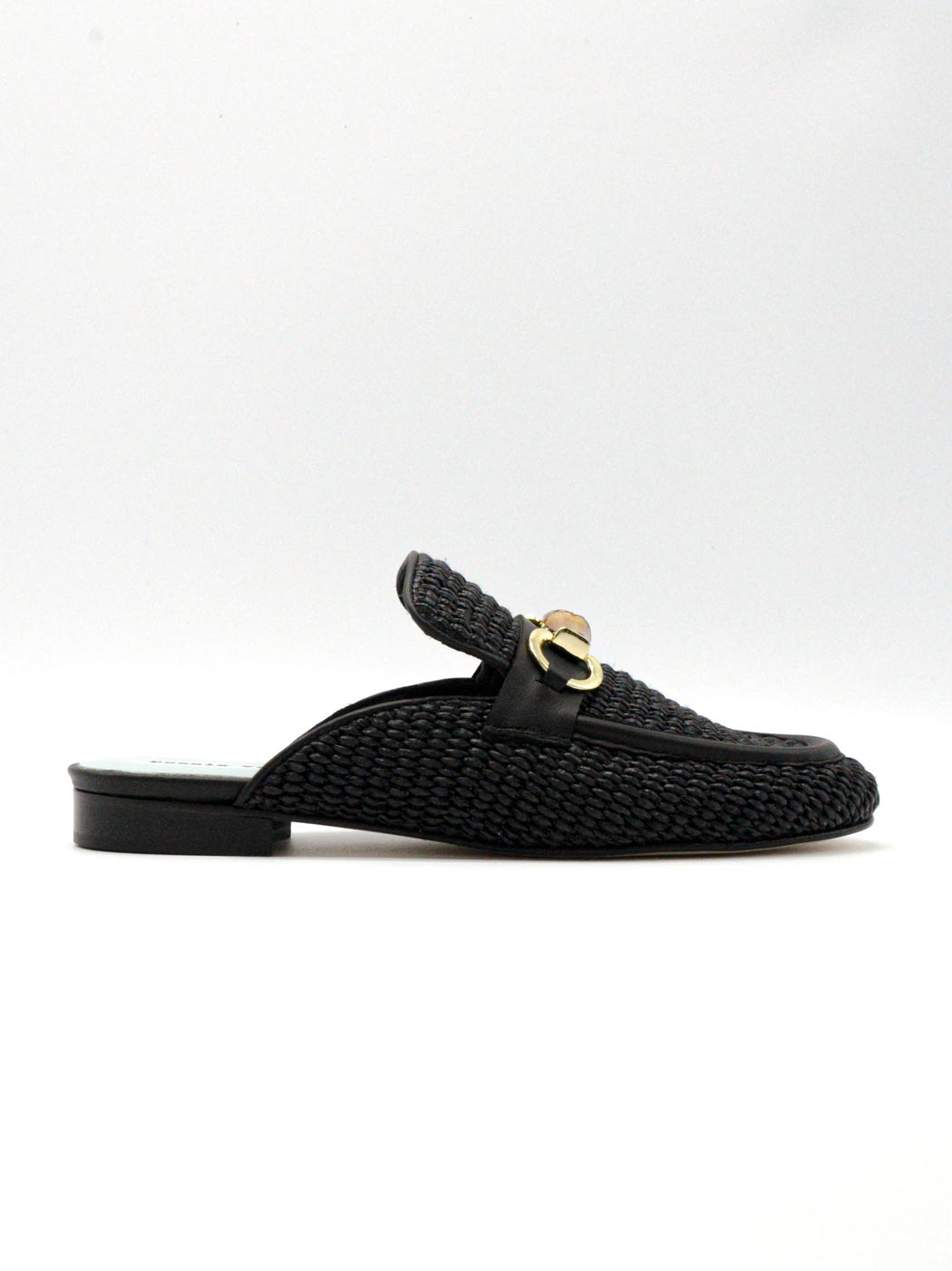 Slip-in Loafers in Raffia with Buckle in Bamboo and Gold, Poesie Veneziane