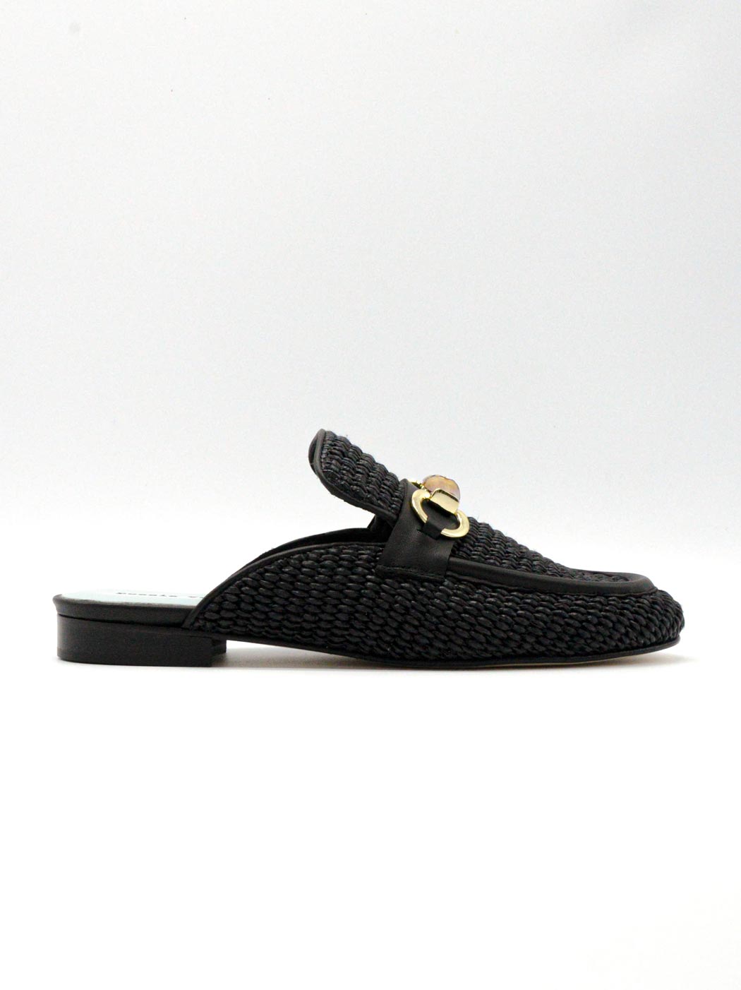 Slip-in Loafers in Raffia with Buckle in Bamboo and Gold, Poesie Veneziane 