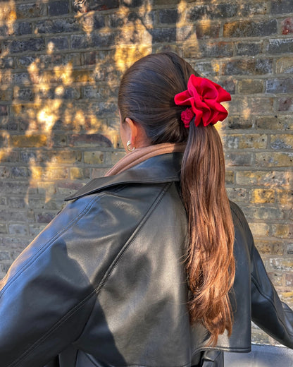 Red Flower Scrunchie, SYLKI LONDON